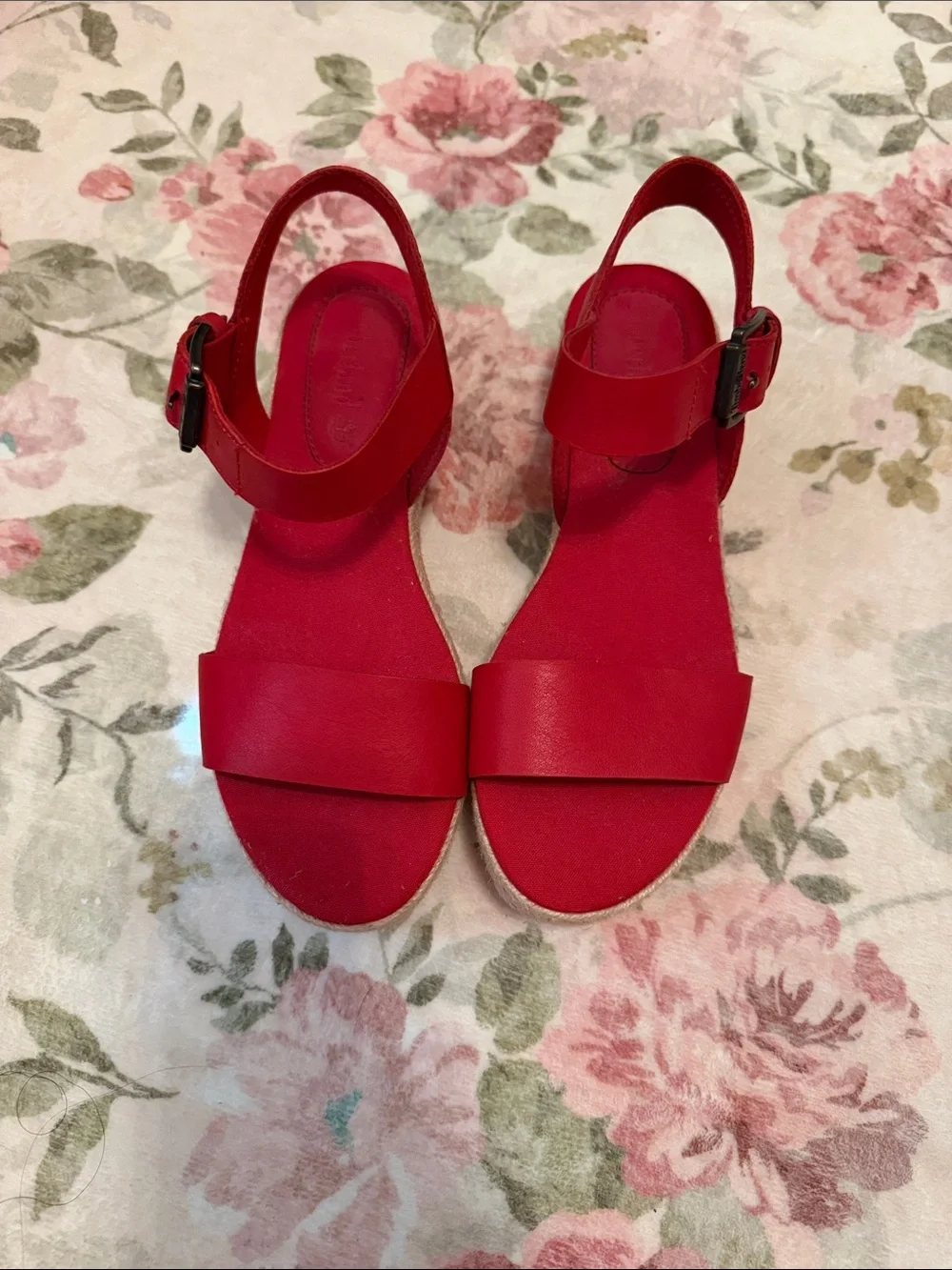 Timberland Red Platform Espadrille Sandals